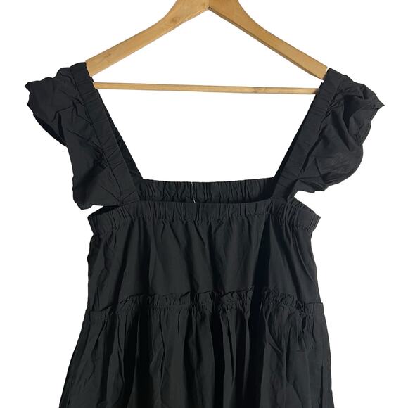 Madewell Marnay Black Flutter-Sleeve Square-Neck Mini Dress Size Medium - Picture 7 of 11